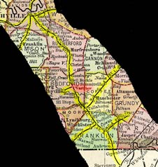 Early route map of the NC&StL Railroad